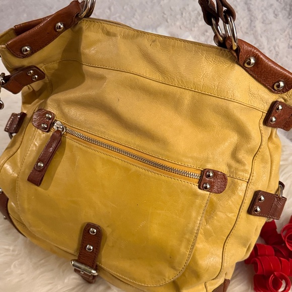 Tano Genuine Leather Studded Mustard Yellow Shoulder Bag? main image 11